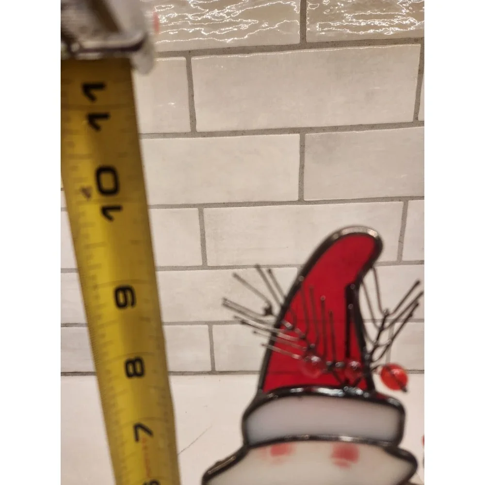 Santa Claus With Twig Berries Stained Glass Tealight Or Votive Candle Holder‎